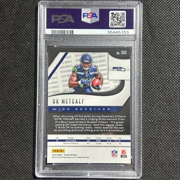 2019 PANINI PRIZM #343 DK METCALF PSA 10 GEM MINT SEAHAWKS STEELERS - Picture 2 of 2
